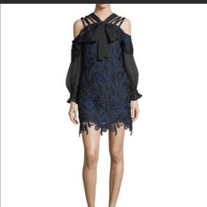 New Self-Portrait 3D Lace Strappy Mini Cocktail Dress